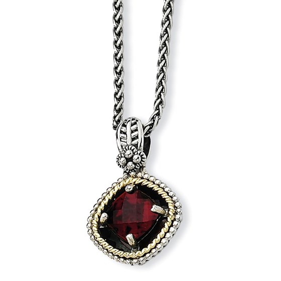Sterling Silver w/14k Garnet Necklace Sterling Silver w/14k Garnet Necklace